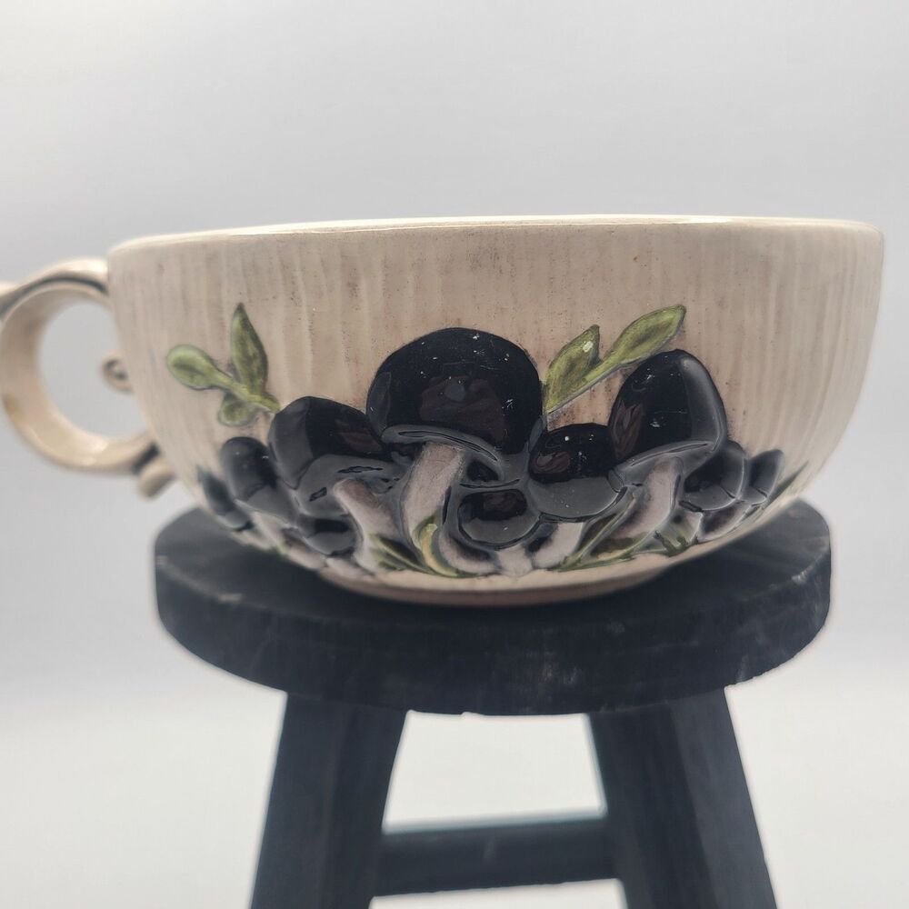 Vintage Arnel's Pottery Mushroom Soup Bowl w/handle As Is See Photos